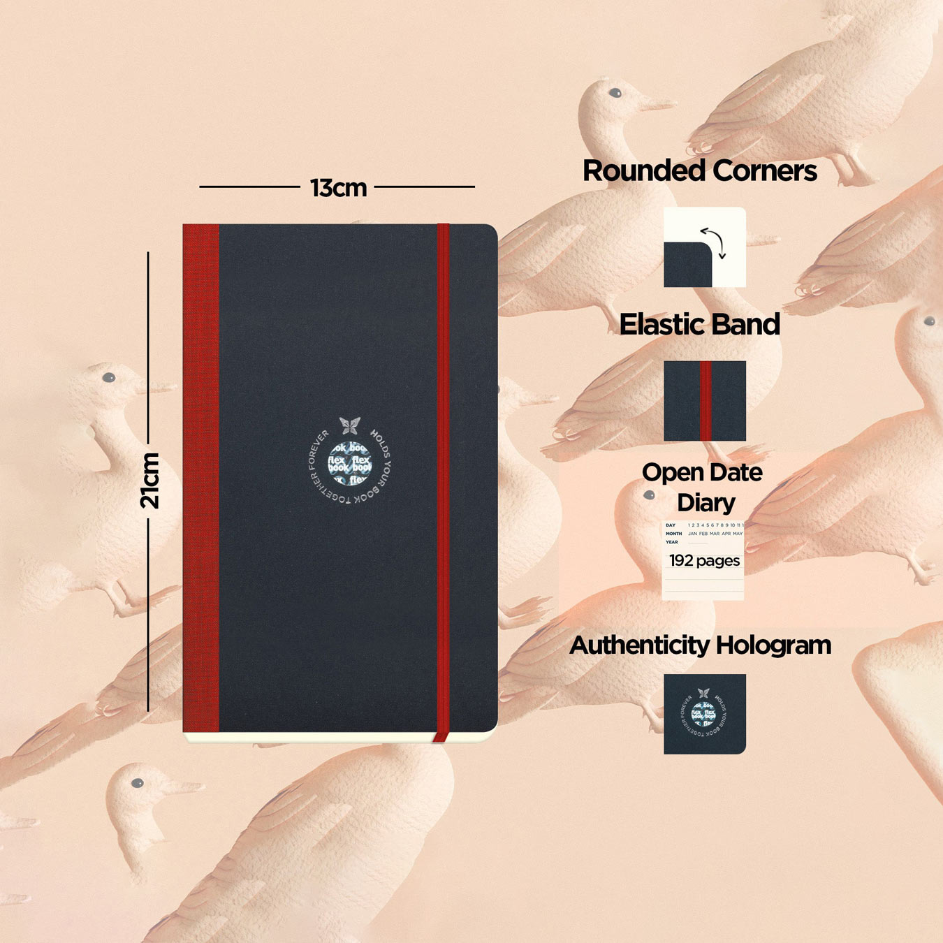 Flexbook | Open Date | Medium A5 Size Planner | Red | Flex Global