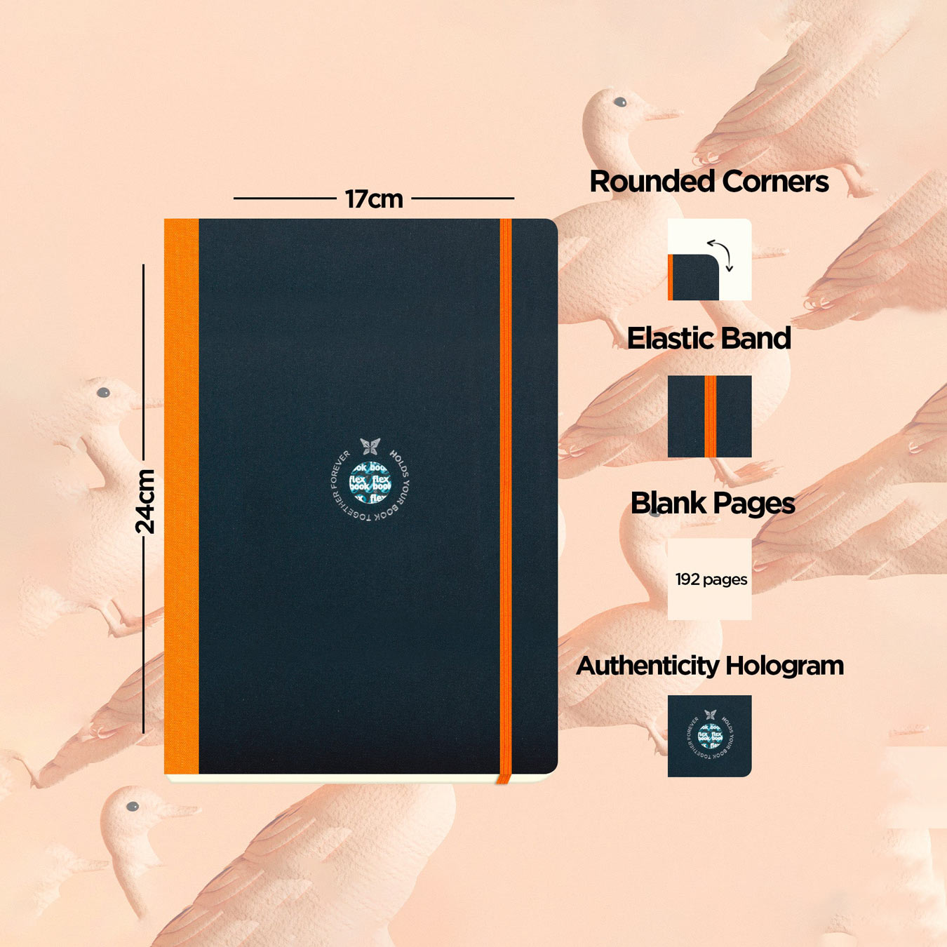 Flexbook | Plain | Large B5 Size Notebook | Orange | Flex Global
