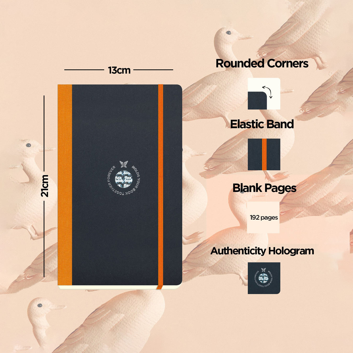 Flexbook | Plain | Medium A5 Size Notebook | Orange | Flex Global