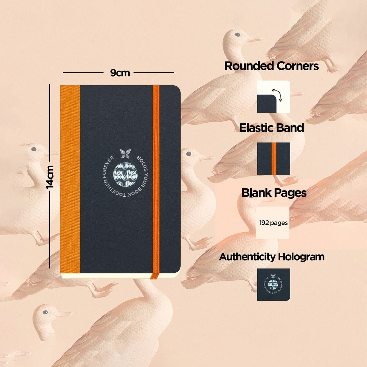 Flexbook | Plain | Pocket A6 Size Notebook | Orange | Flex Global