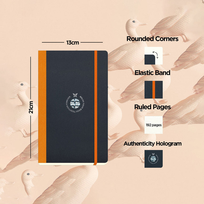 Flexbook | Ruled | Medium A5 Size Notebook | Orange | Flex Global