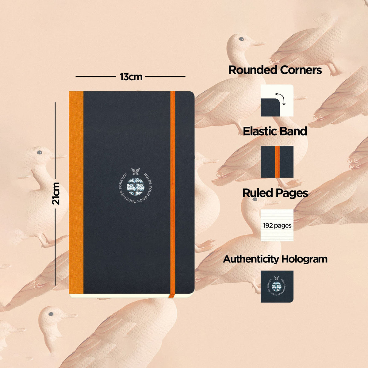 Flexbook | Ruled | Medium A5 Size Notebook | Orange | Flex Global