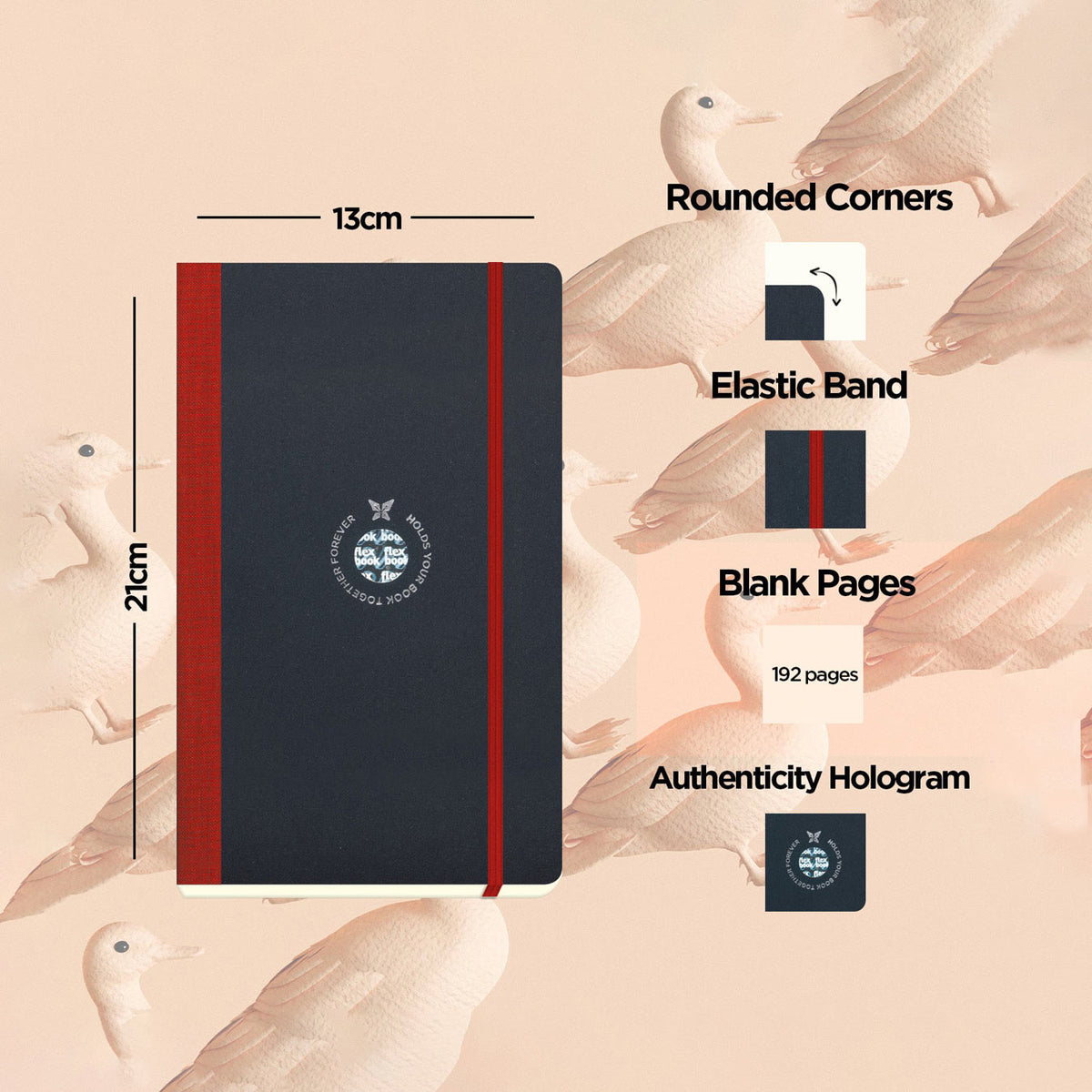Flexbook | Plain | Medium A5 Size Notebook | Red | Flex Global