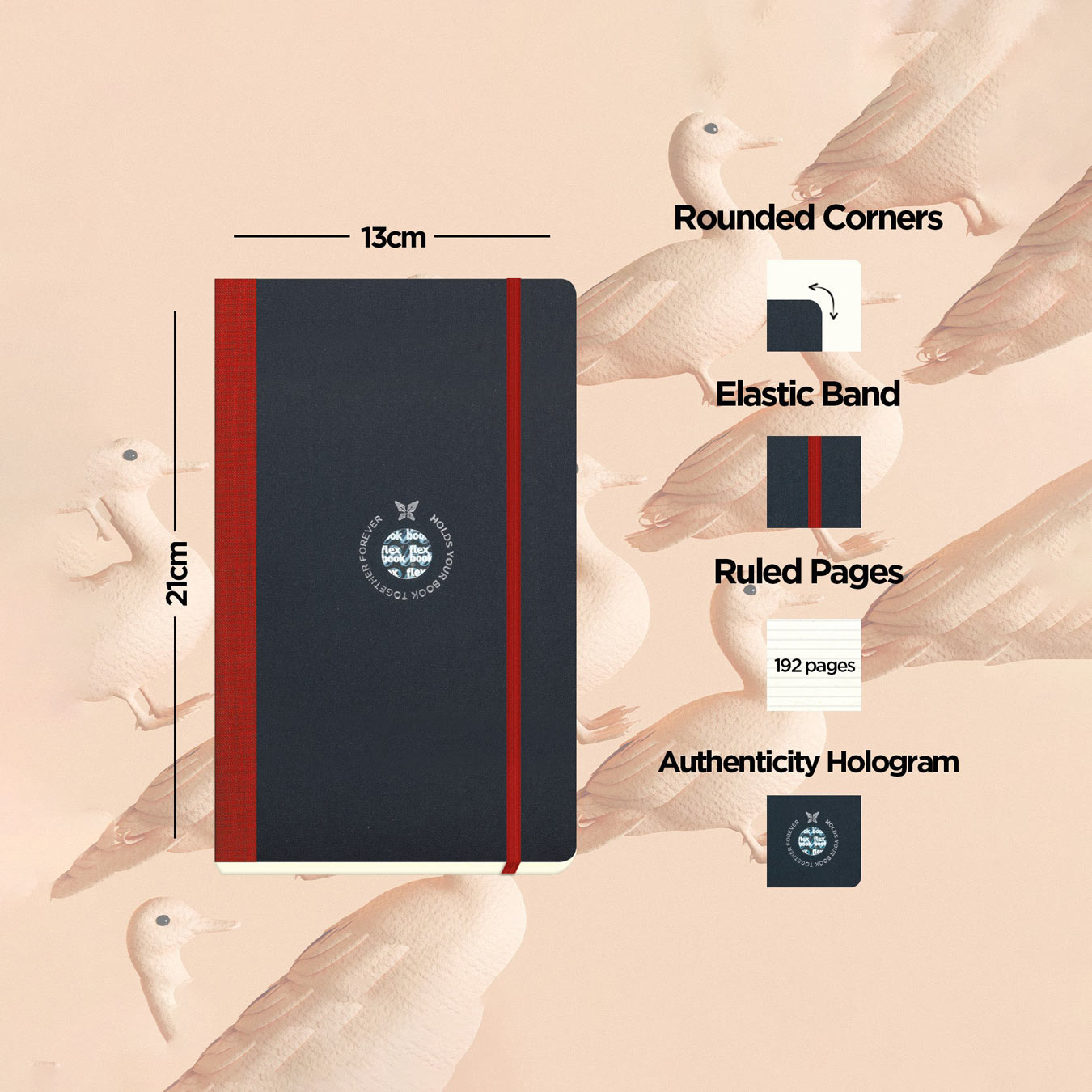 Flexbook | Ruled | Medium A5 Size Notebook | Red | Flex Global