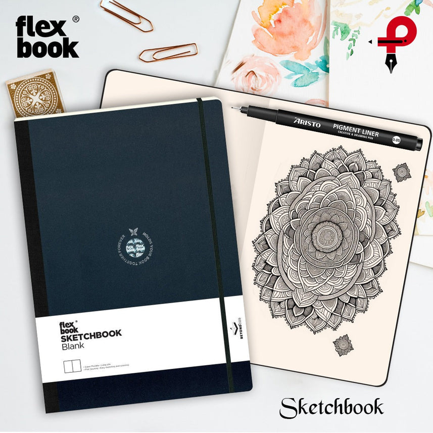 Flexbook | Blank | Medium A5 Size Sketchbook | Black | Flex Global Sketchbook