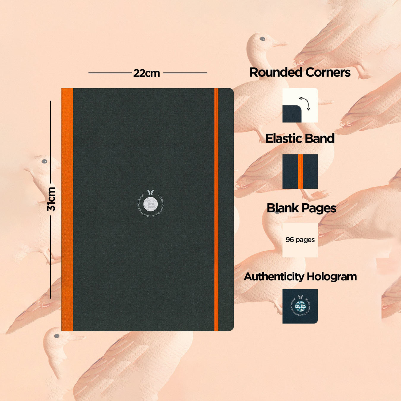 Flexbook | Blank | Large A4 Size Sketchbook | Orange | Flex Global Sketchbook