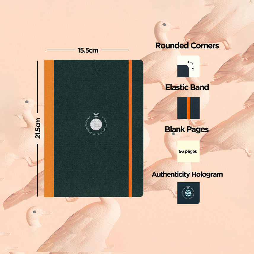 Flexbook | Blank | Medium A5 Size Sketchbook | Orange | Flex Global Sketchbook