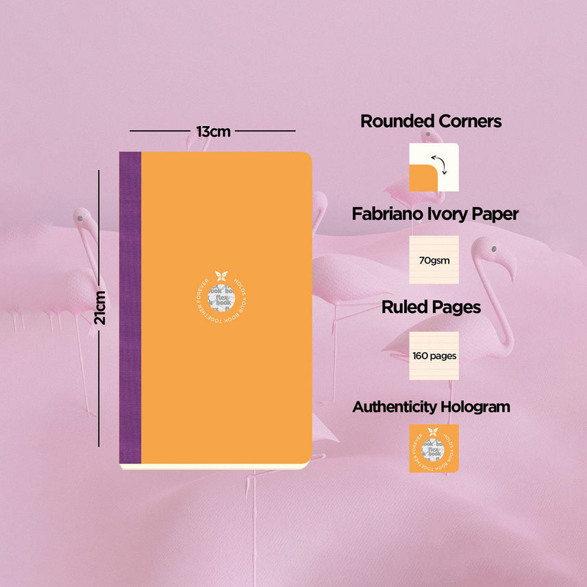 Flexbook | Ruled | Medium A5 Size Notebook | Orange | Smartbook