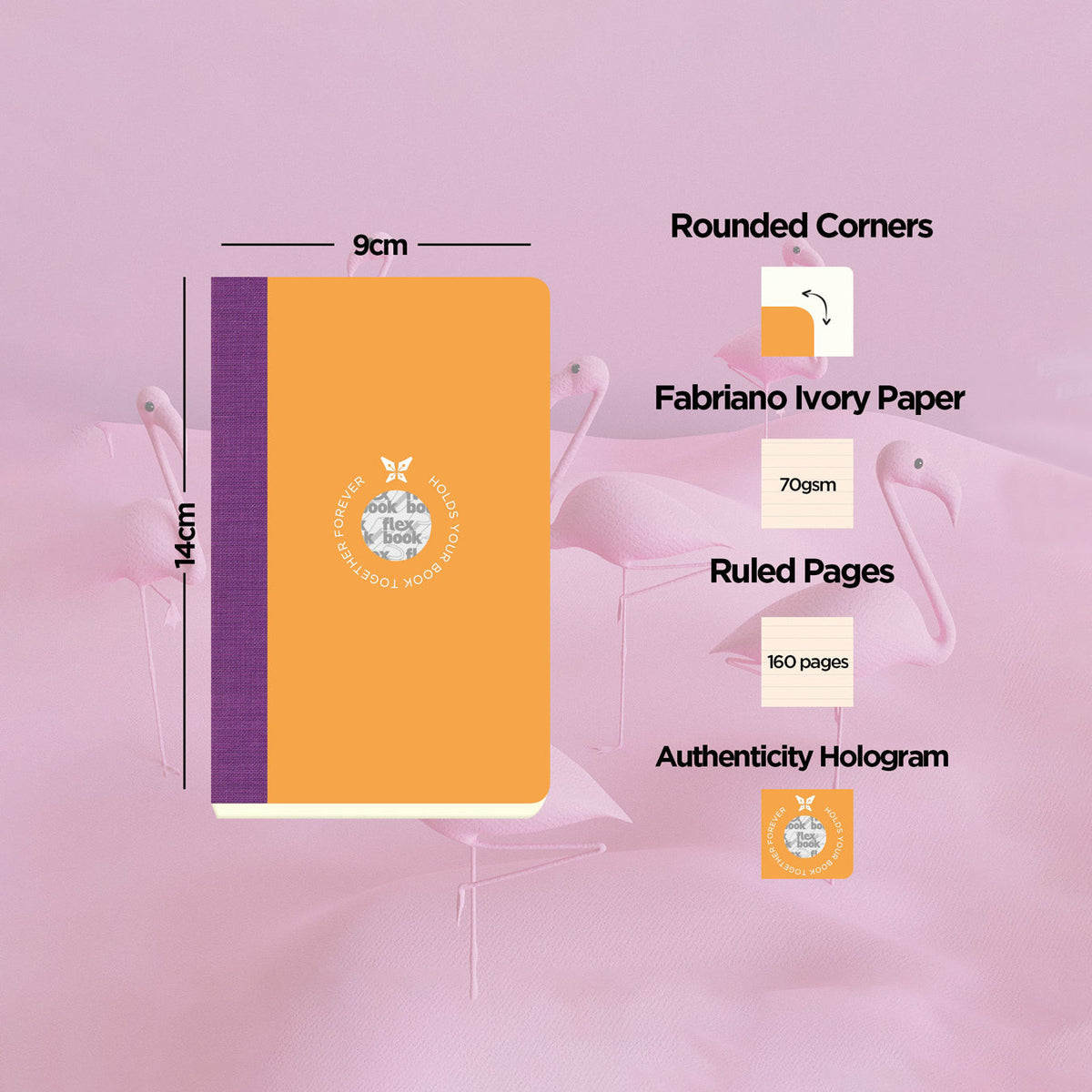Flexbook | Ruled | Pocket A6 Size Notebook | Orange | Smartbook