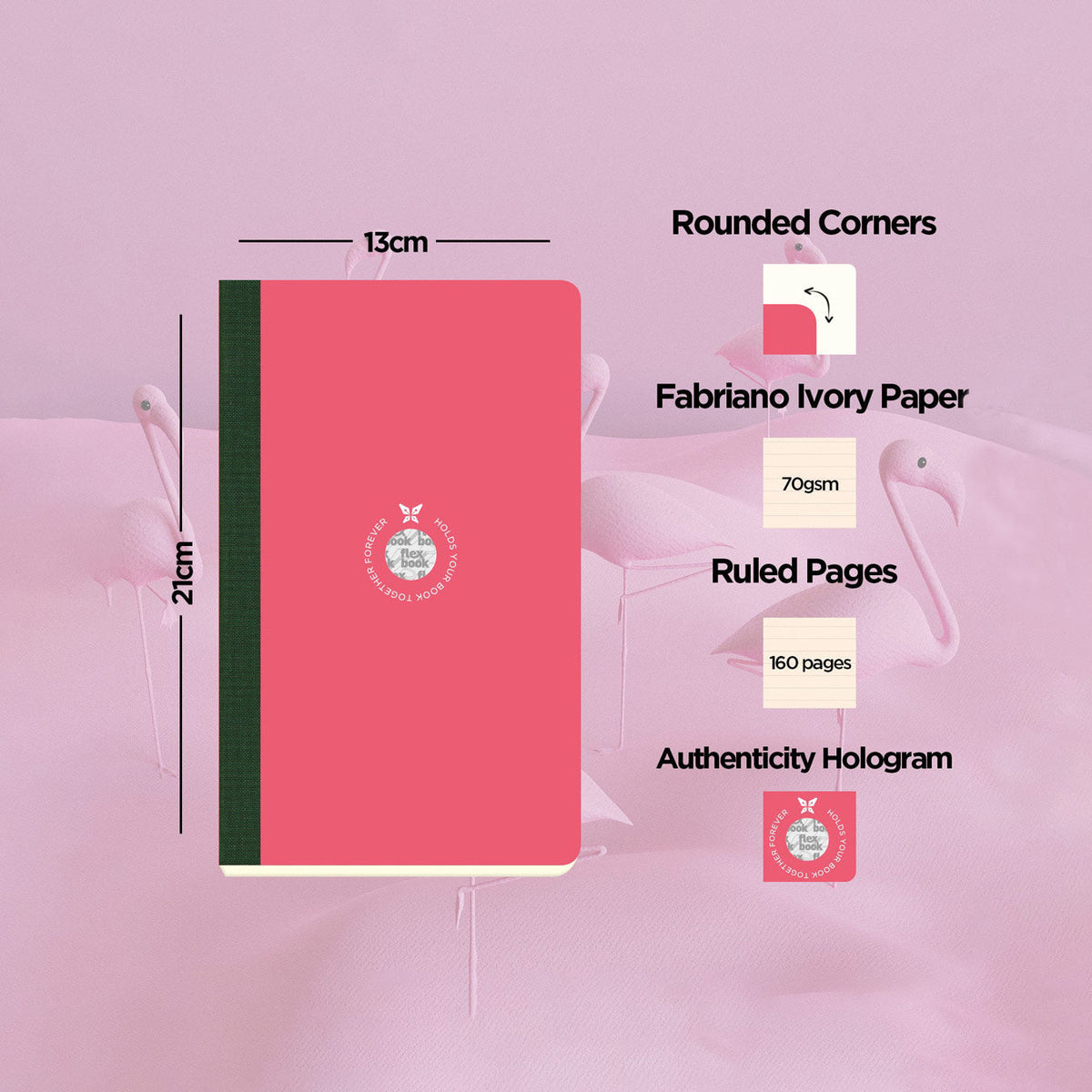 Flexbook | Ruled | Medium A5 Size Notebook | Pink | Smartbook