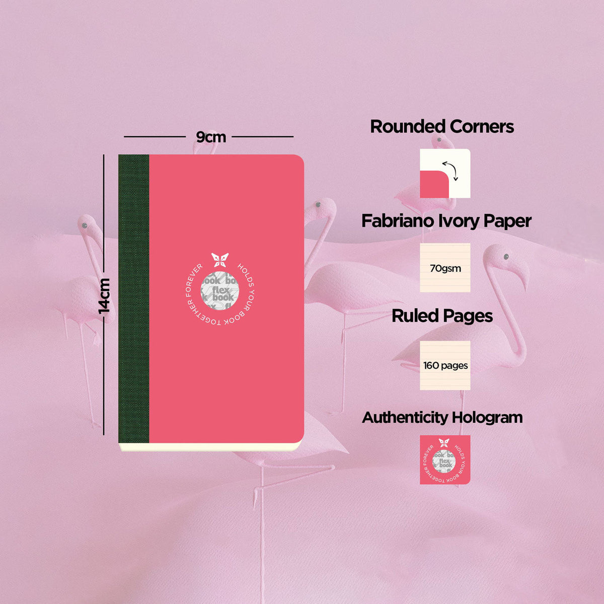 Flexbook | Ruled | Pocket A6 Size Notebook | Pink | Smartbook