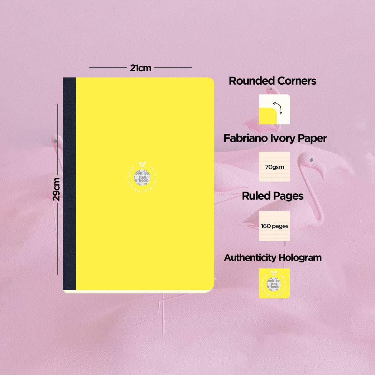 Flexbook | Ruled | Large A4 Size Notebook | Yellow | Smartbook