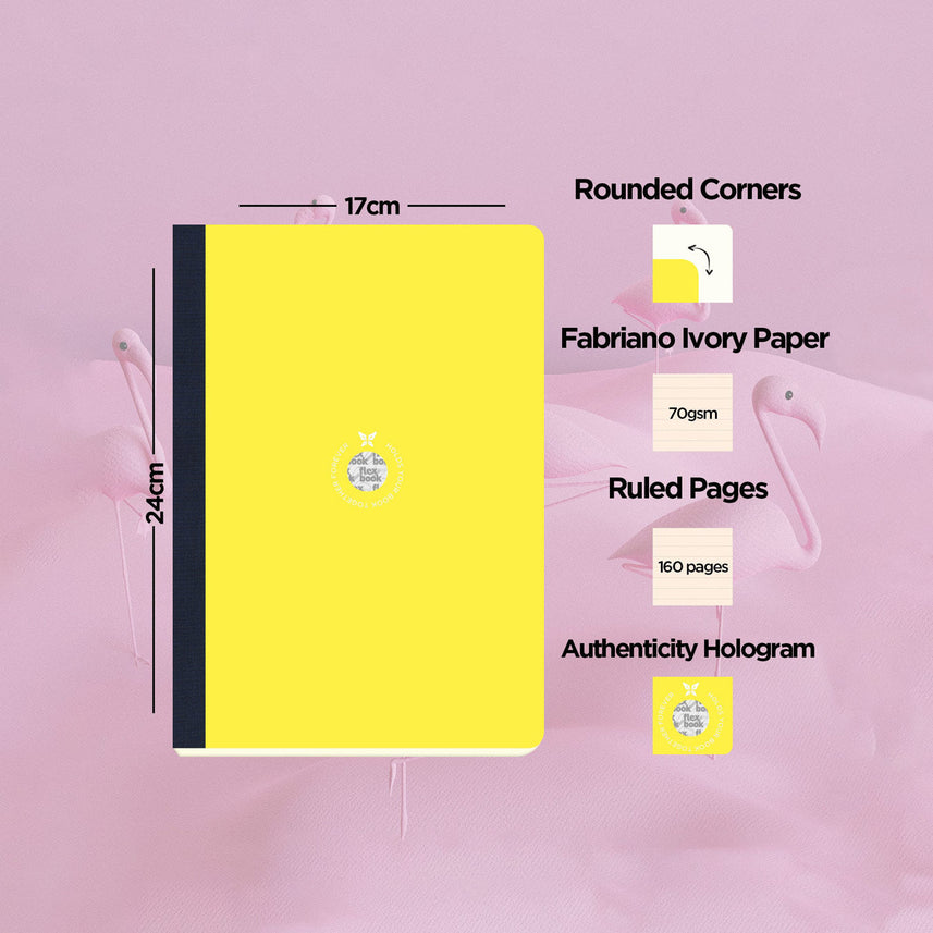 Flexbook | Ruled | Large B5 Size Notebook | Yellow | Smartbook