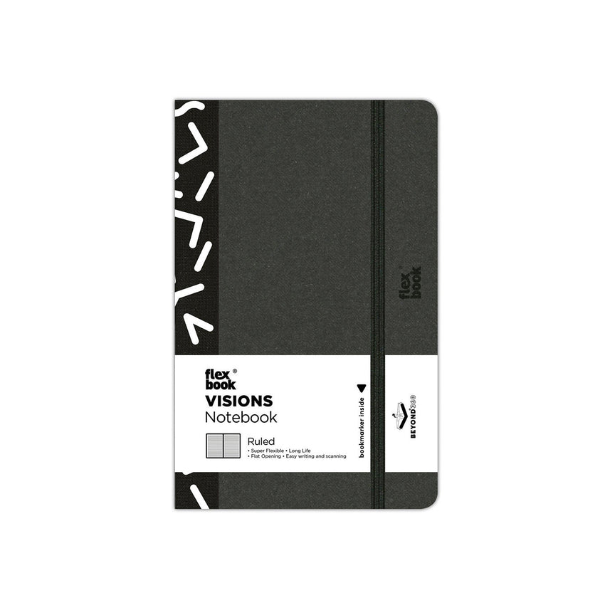 Flexbook | Ruled | Pocket A6 Size Notebook | Black | Visions 'All Angles' Spine