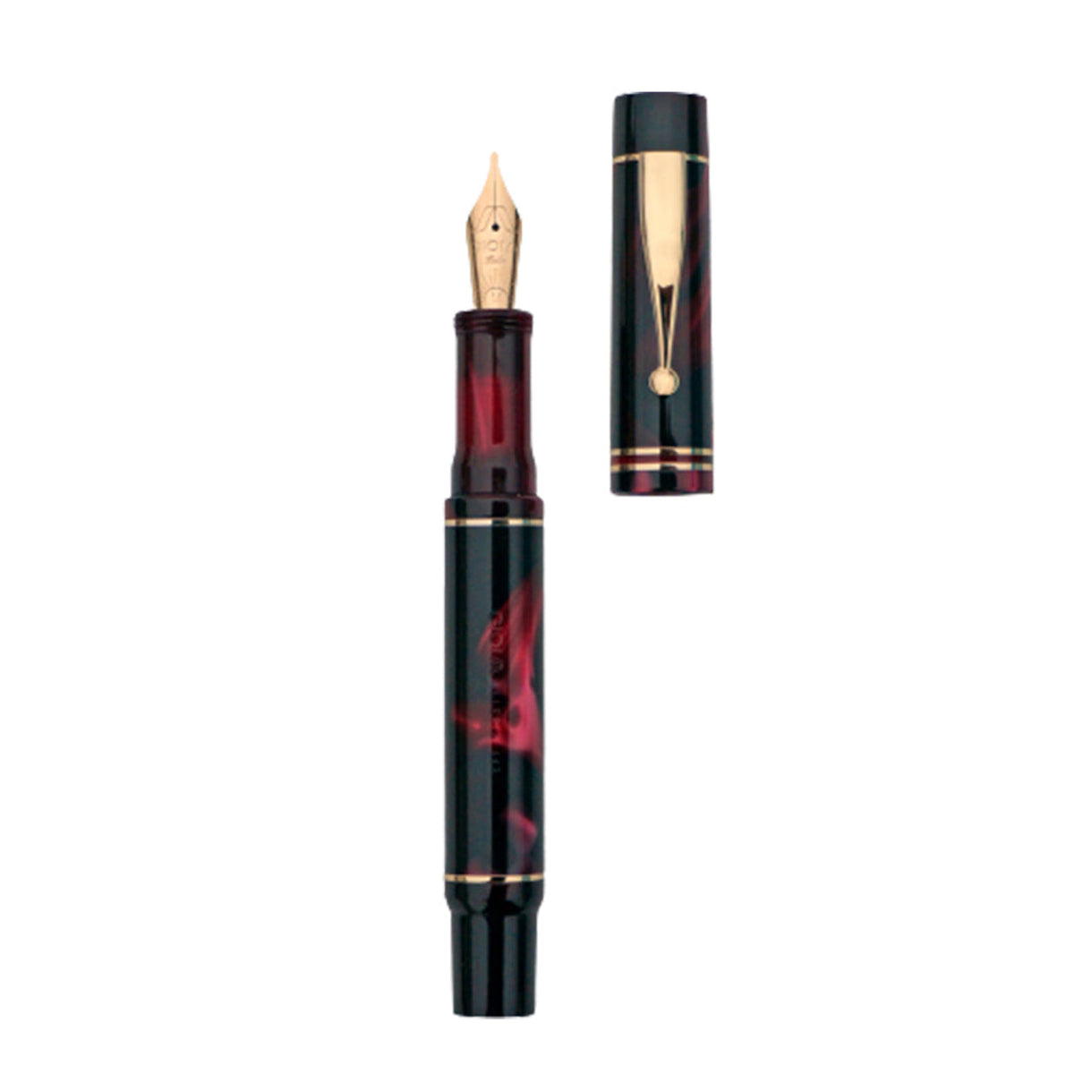 GIOIA Alleria Amaranto Red-Black Fountain Pen – Gold Trim