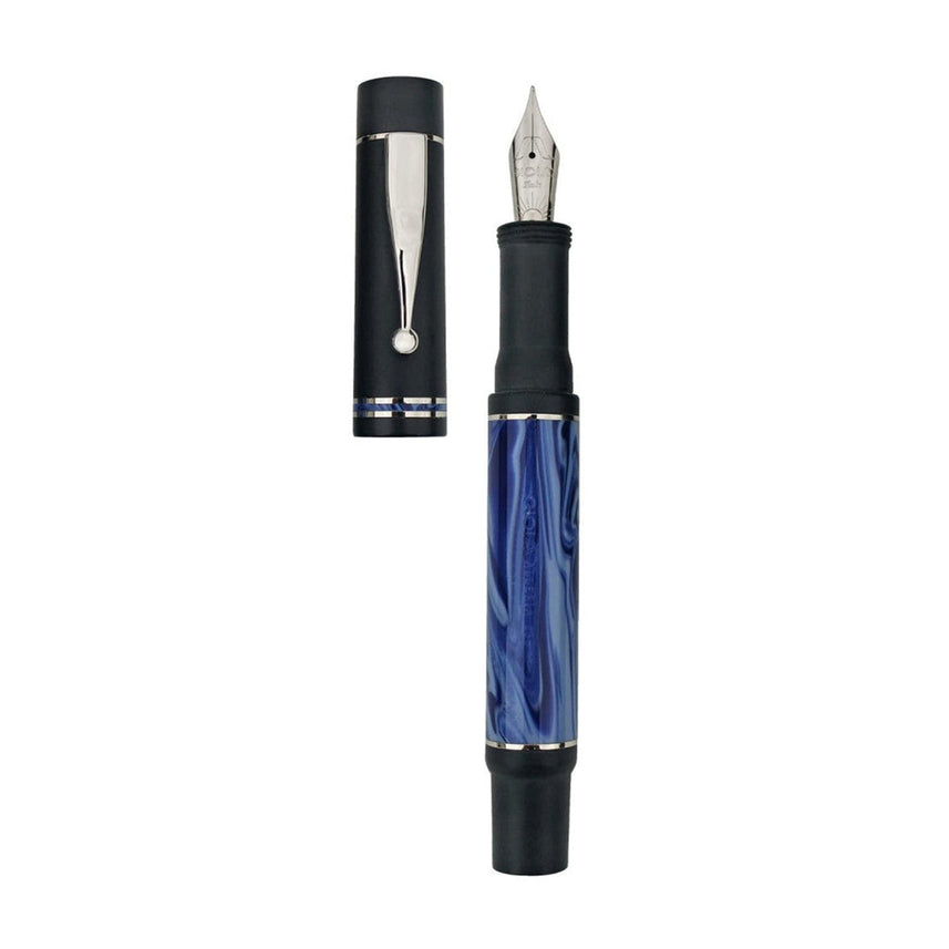 GIOIA Alleria Mare Blue-Black Fountain Pen – Chrome Trim