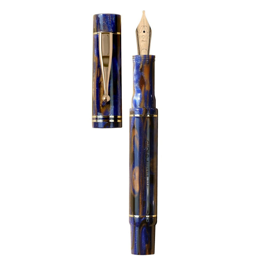 GIOIA Alleria Crepuscola Blue-Brown Fountain Pen – Gold Trim