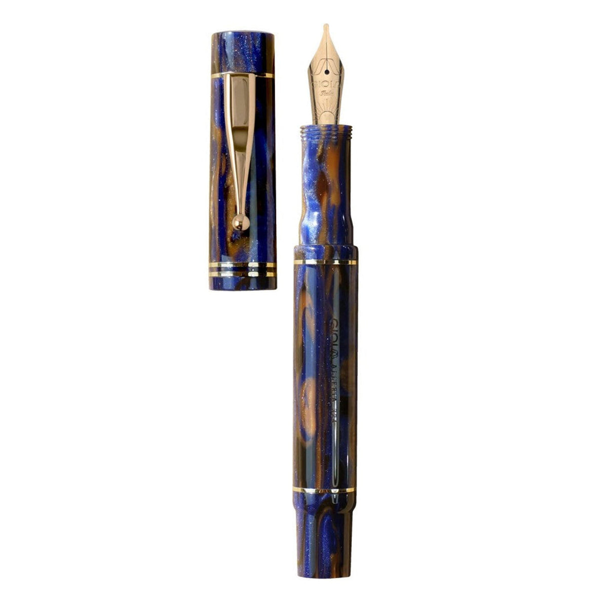 GIOIA Alleria Crepuscola Blue-Brown Fountain Pen – Gold Trim
