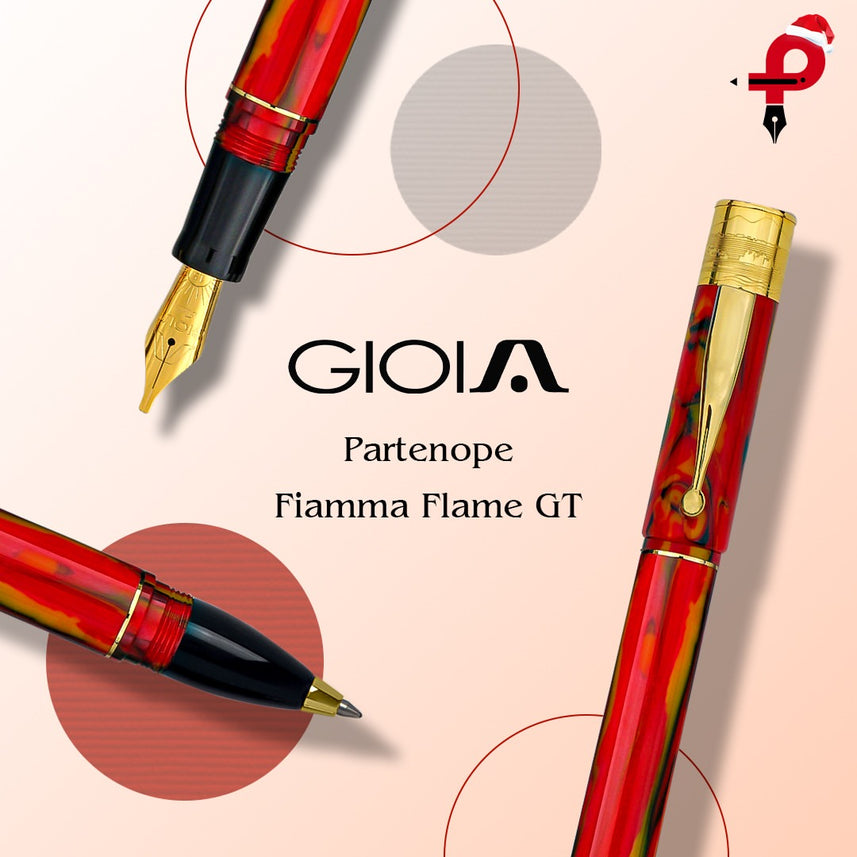 Gioia | Fountain Pen & Rollerball Pen | Partenope | Fiamma Flame | Gold Trims