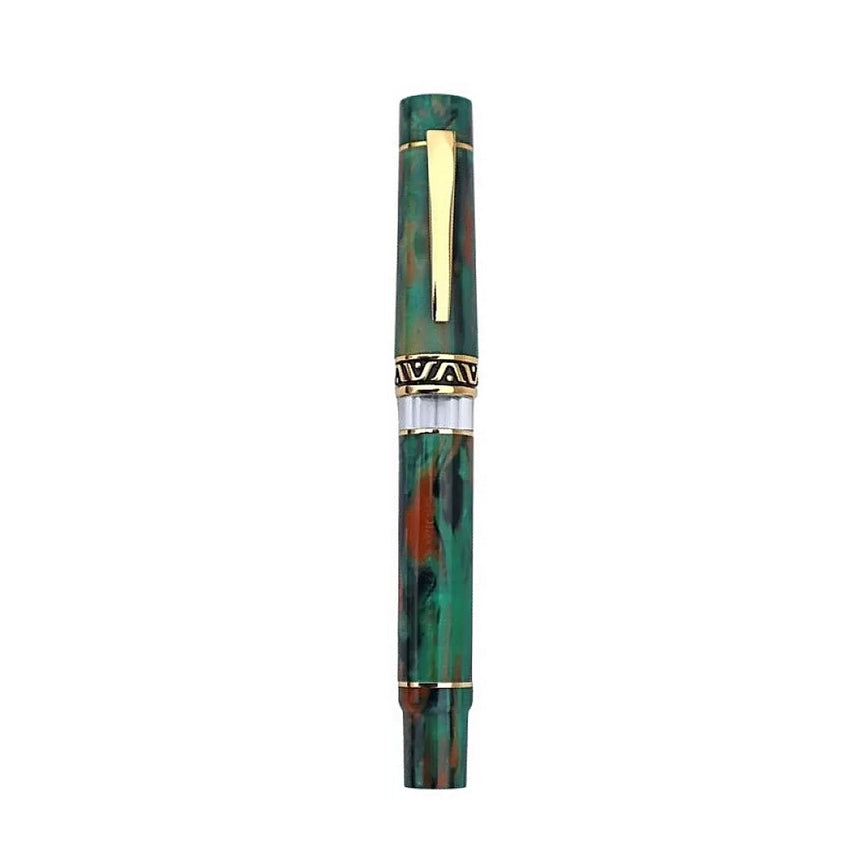 Gioia | Fountain Pen | Aragona Green | Marbled | Gold Trims | Medium Nib