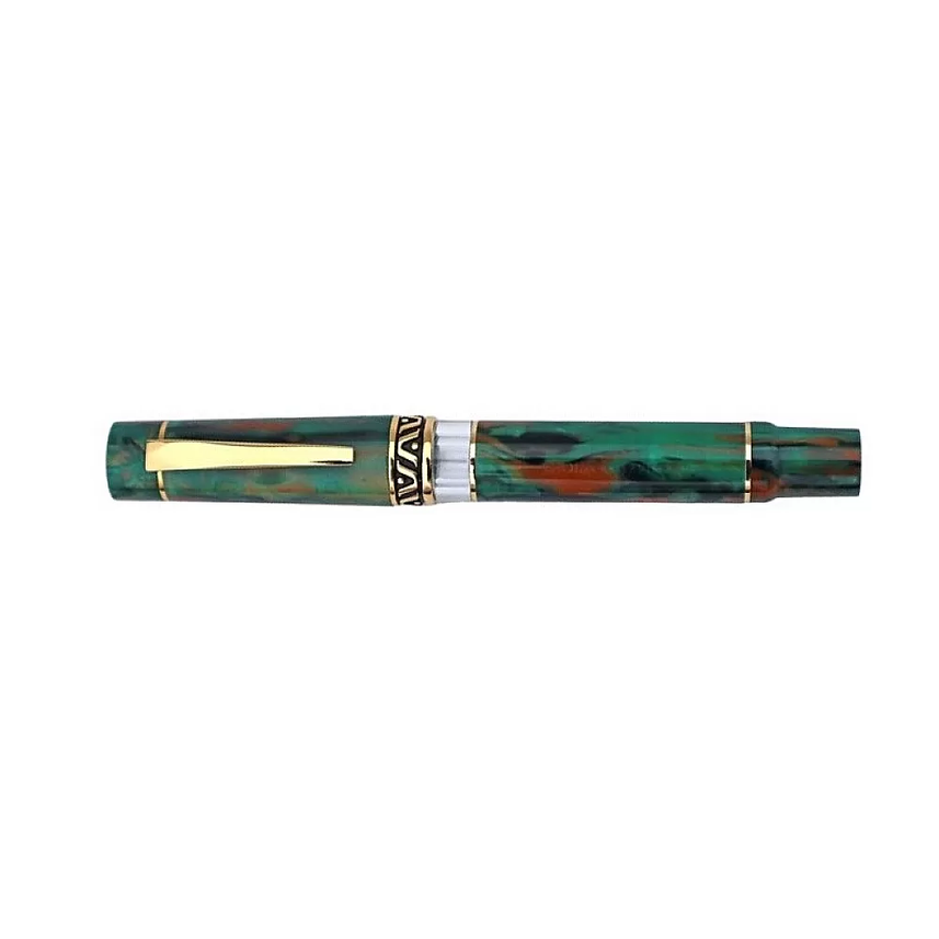Gioia | Fountain Pen | Aragona Green | Marbled | Gold Trims | Medium Nib