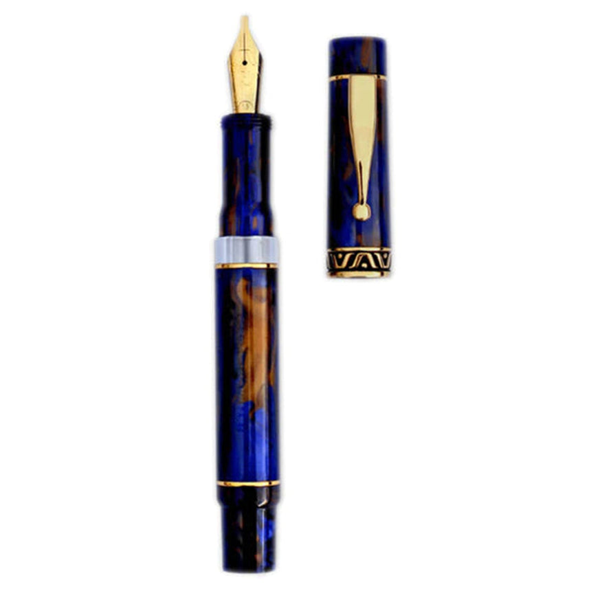 GIOIA Bellavista Crepuscolo Blue-Brown Fountain Pen – Gold Trim