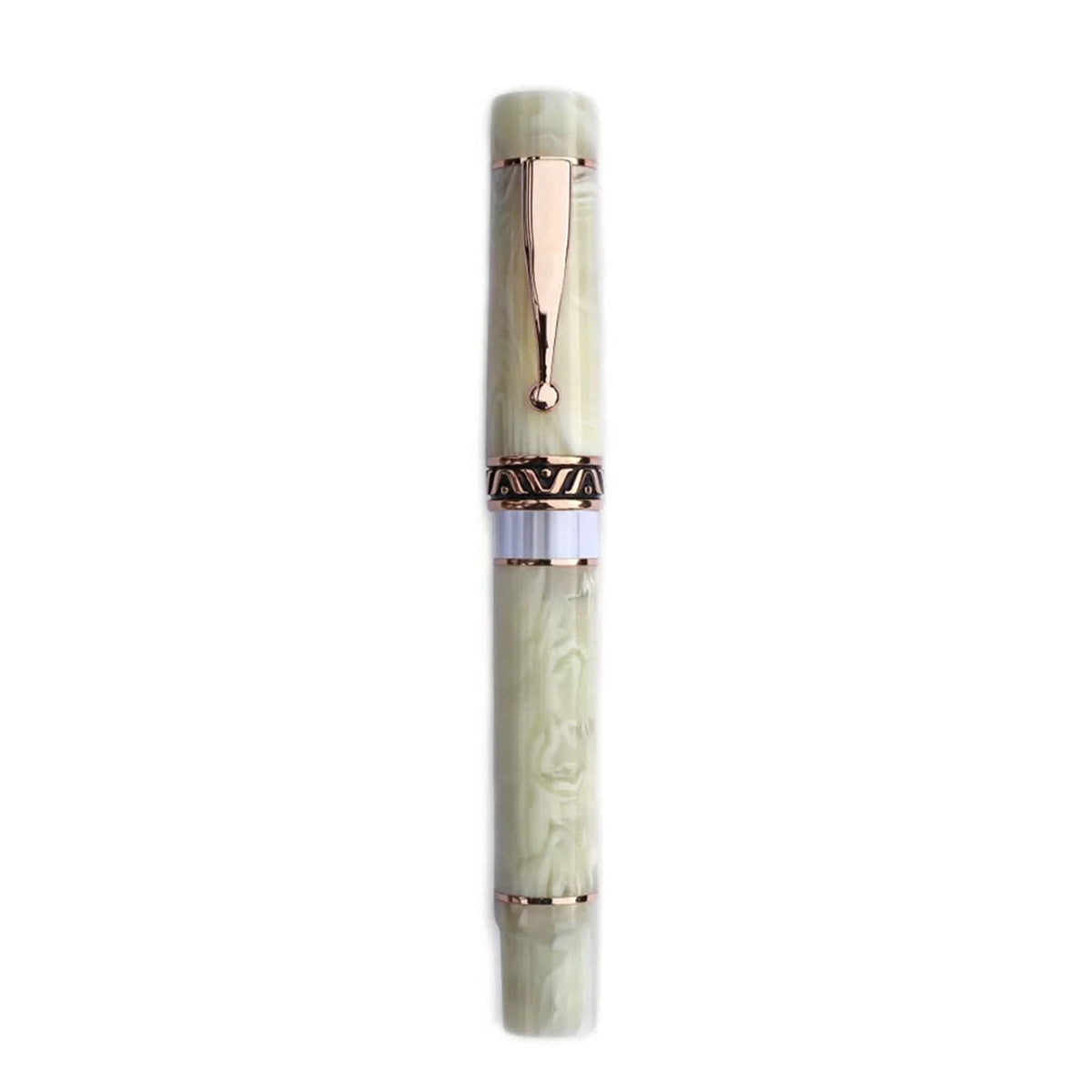 GIOIA Bellavista Ivory White Pearl Fountain Pen – Rose Gold Trim