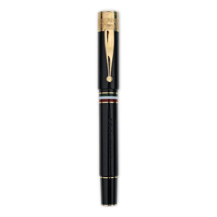 GIOIA Partenope Black Sand Fountain Pen and Rollerball – Gold Trim