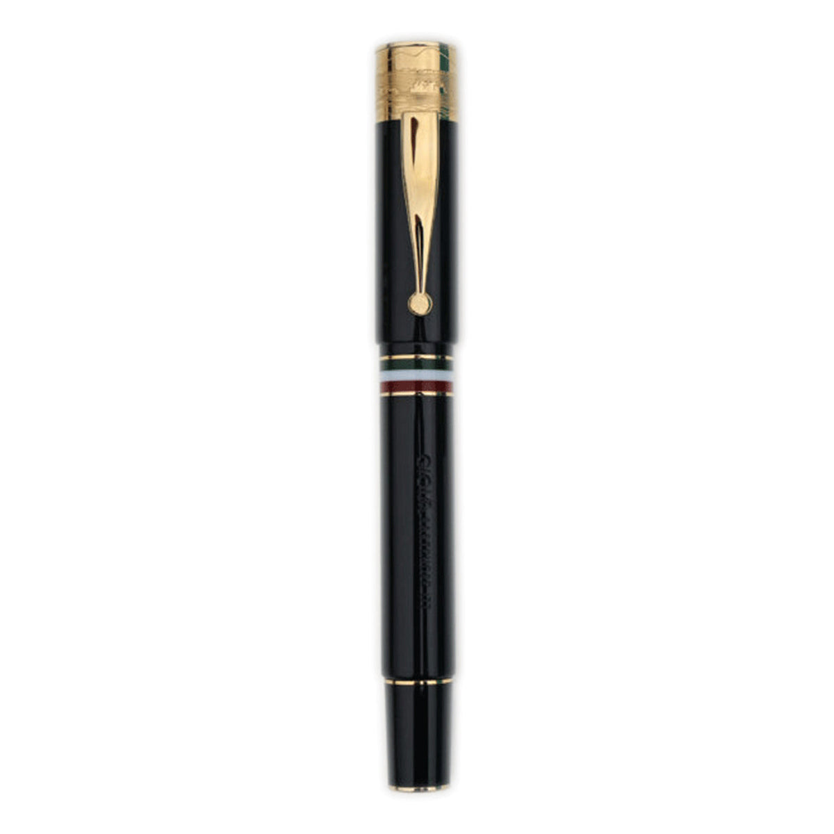 GIOIA Partenope Black Sand Fountain Pen and Rollerball – Gold Trim