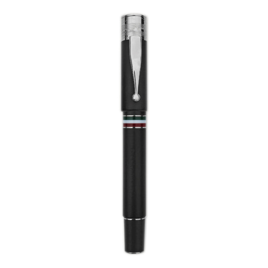 GIOIA Partenope Black Sand Fountain Pen and Rollerball – Silver Trim