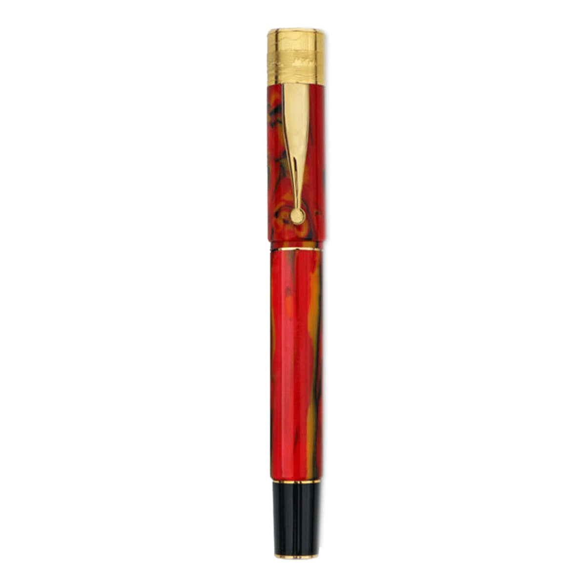 GIOIA Partenope Fiamma Flame Fountain Pen and Rollerball – Gold Trim