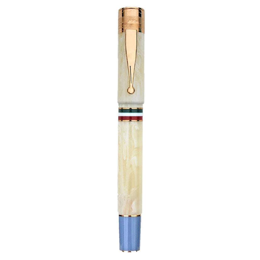 GIOIA Partenope Ivory Blue Fountain Pen and Rollerball – Rose Gold Trim
