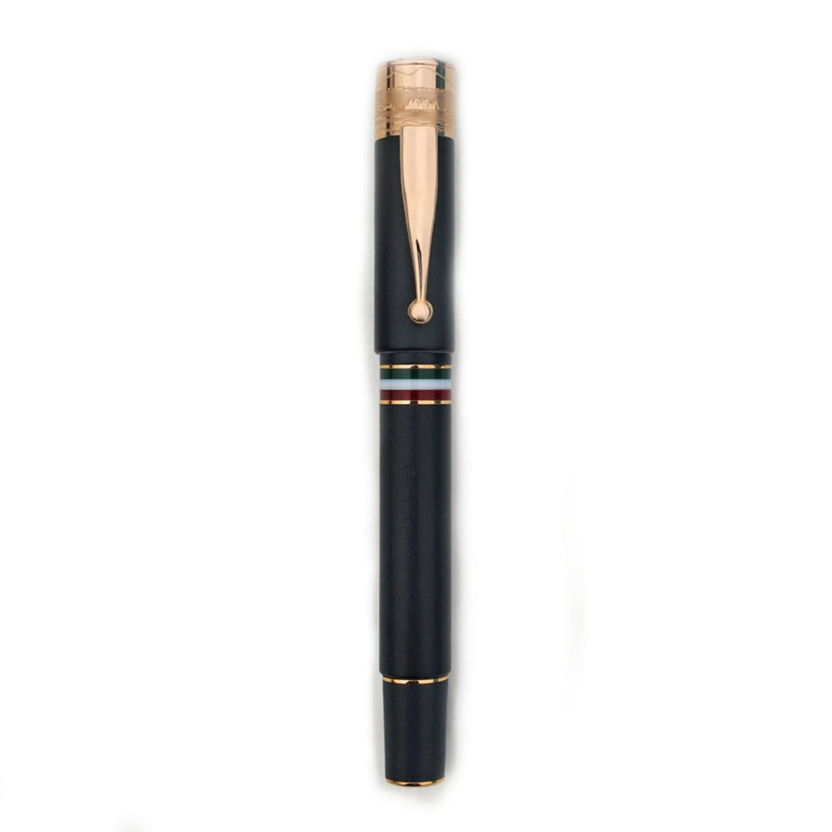 GIOIA Partenope Sand Black Fountain Pen and Rollerball – Rose Gold Trim