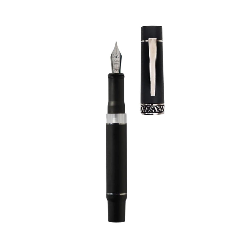 GIOIA Bellavista Cenere Black Fountain Pen – Rhodium Trim