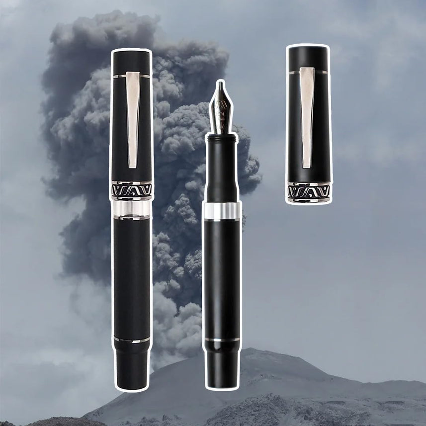 GIOIA Bellavista Cenere Black Fountain Pen – Rhodium Trim