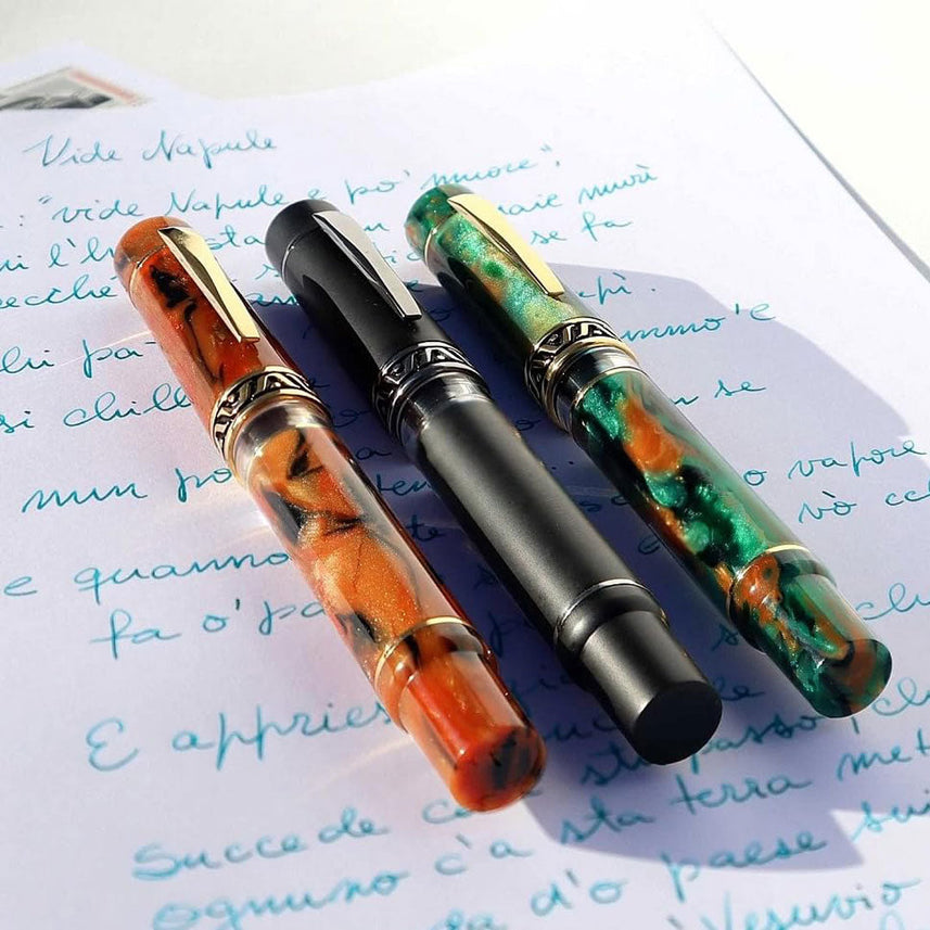 GIOIA Bellavista Cenere Black Fountain Pen – Rhodium Trim