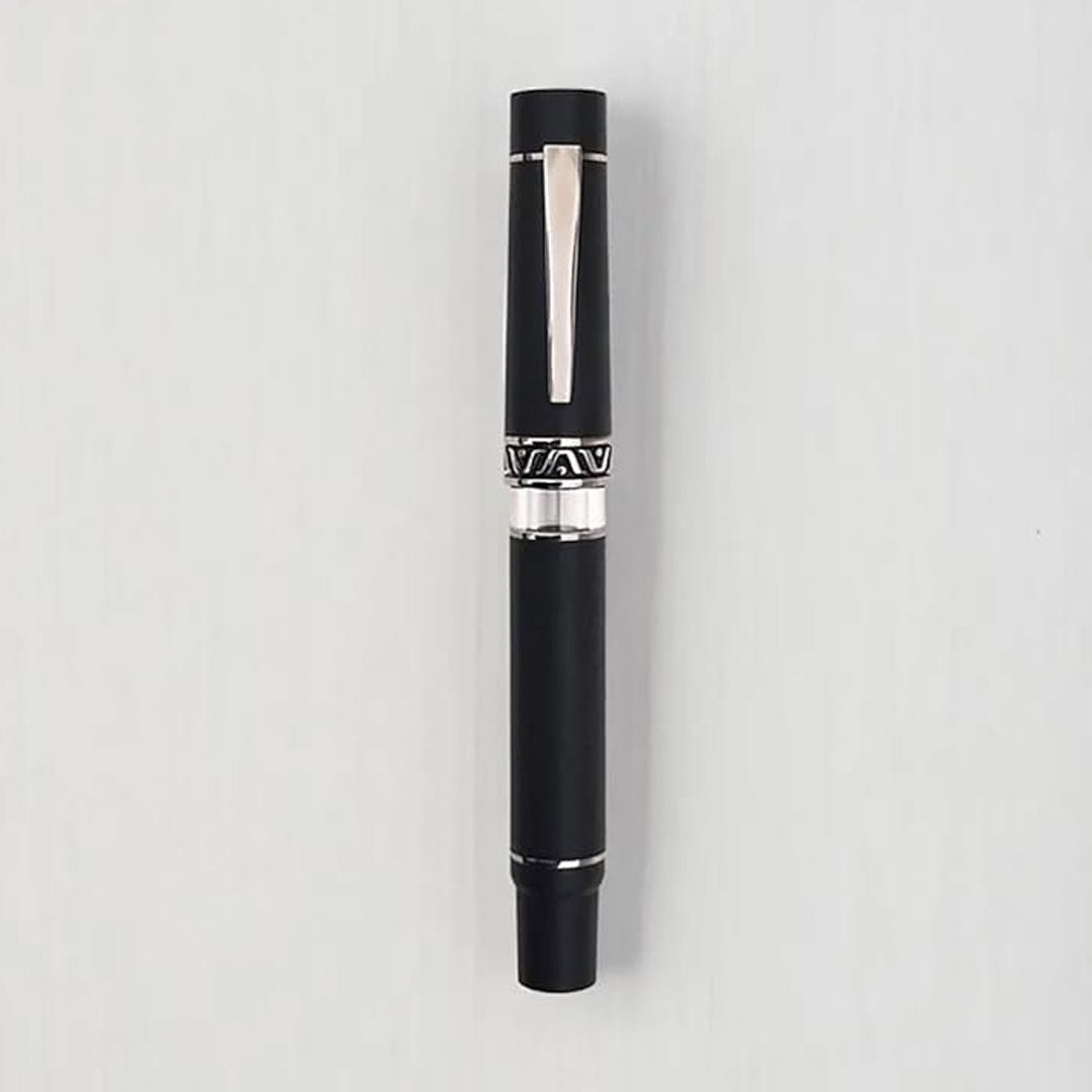 GIOIA | Medium Nib | Fountain Pen | Cenere Black Resin Barrel | Piston Filler | with Ink Window