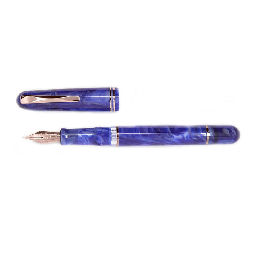 Gioia | Metis Fountain Pen | Blue Aesthetic | Rose Gold Trims | Broad Nib