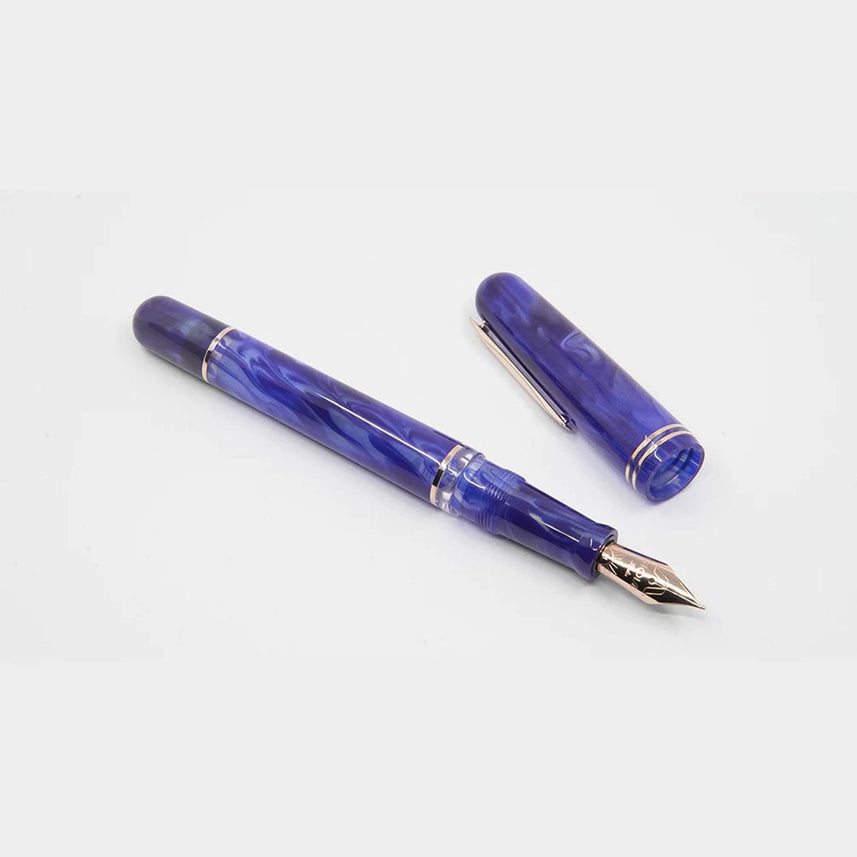 Gioia | Metis Fountain Pen | Blue Aesthetic | Rose Gold Trims | Broad Nib