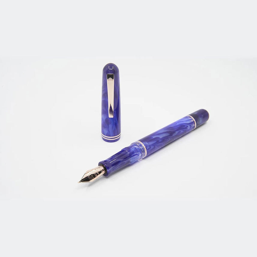 Gioia | Metis Fountain Pen | Blue Aesthetic | Rose Gold Trims | Broad Nib