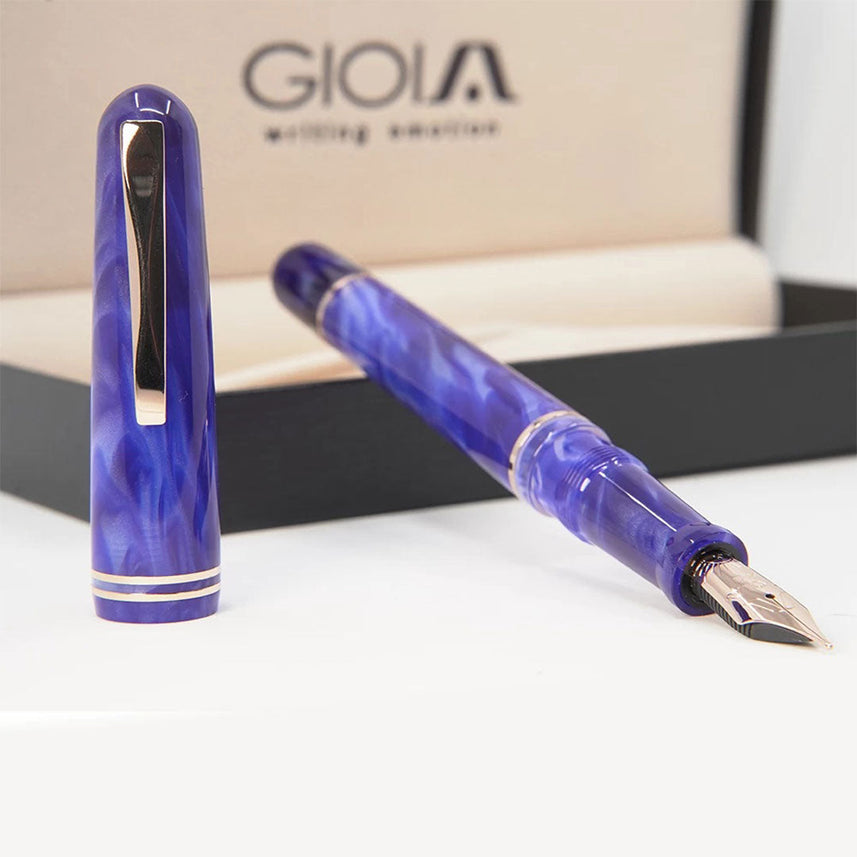 Gioia | Metis Fountain Pen | Blue Aesthetic | Rose Gold Trims | Medium Nib