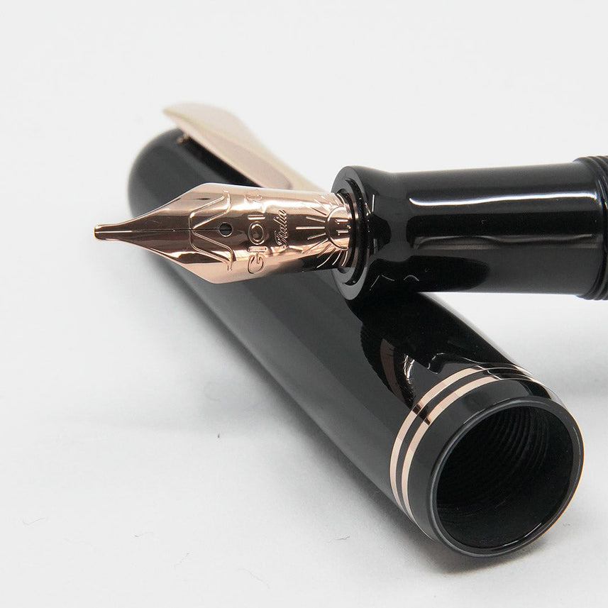 GIOIA Metis Classic Black Fountain Pen – Rose Gold Trim