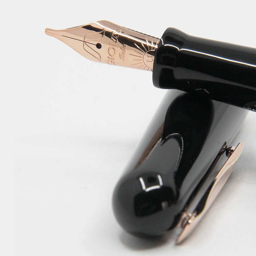 GIOIA Metis Classic Black Fountain Pen – Rose Gold Trim