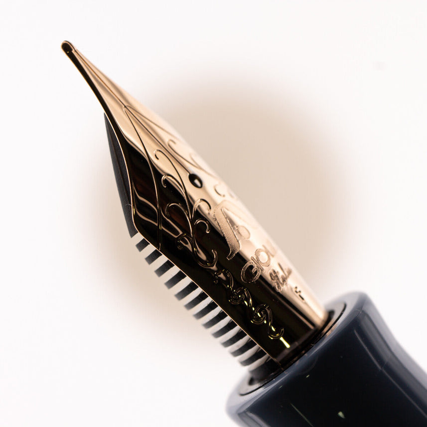 GIOIA Partenope Ivory Blue Fountain Pen and Rollerball – Rose Gold Trim