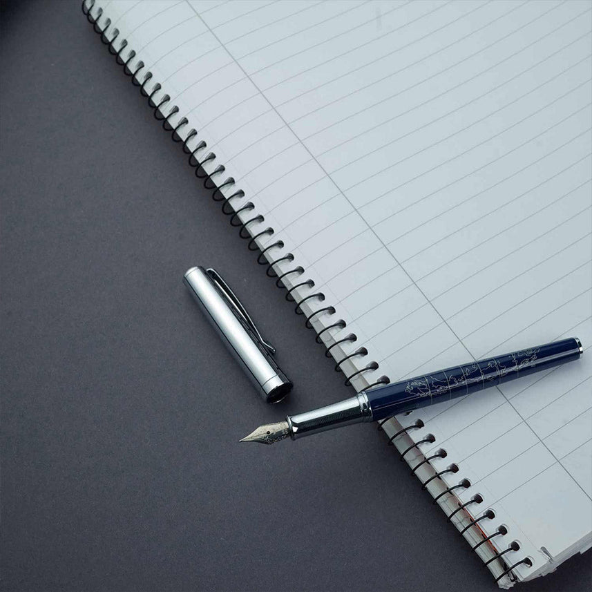 Horner | Terra | Fountain Pen | Blue Chrome - penpencilink