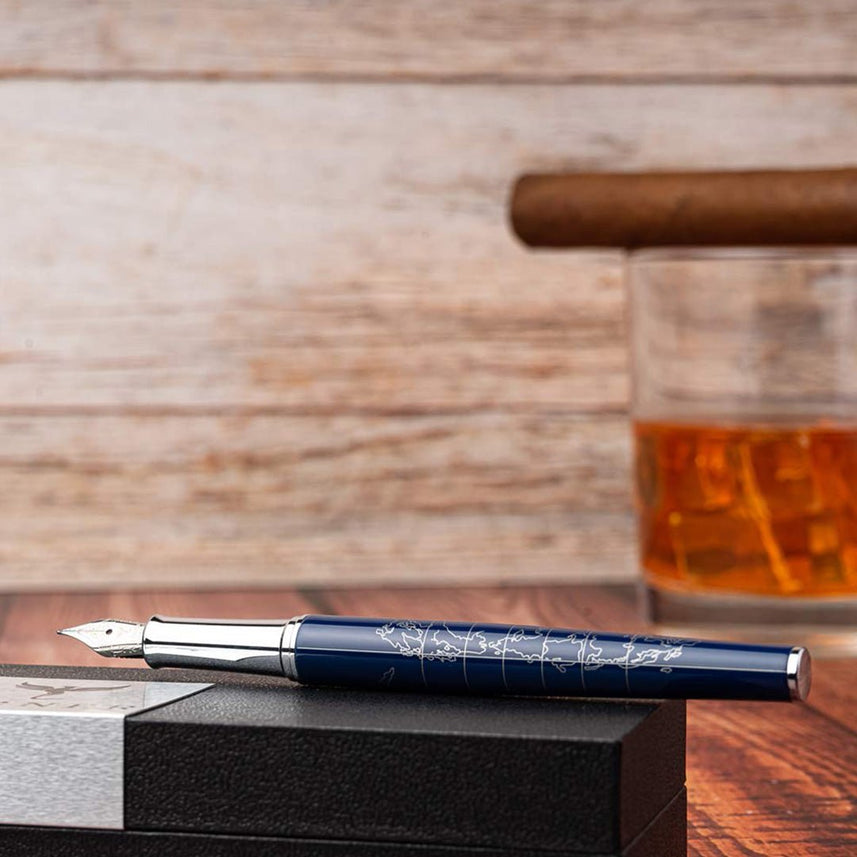 Horner | Terra | Fountain Pen | Blue Chrome - penpencilink