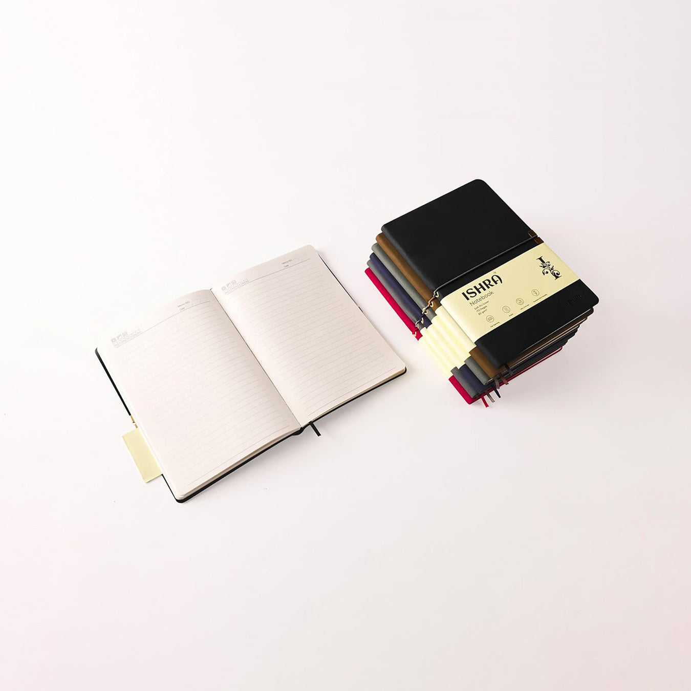 ISHRA A5 Size Ruled Notebook | Ideal Note Book Journal Diary for Work Office Writing Journaling Note Taking Travel | Black Soft Cover| 172 Pages | 80gsm | Fountain Pen Friendly Paper