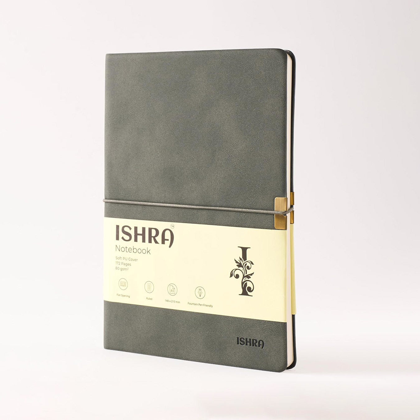 ISHRA A5 Size Ruled Notebook | Ideal Note Book Journal Diary for Work Office Writing Journaling Note Taking Travel | Green Soft Cover| 172 Pages | 80gsm | Fountain Pen Friendly Paper