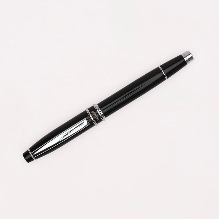 Ishra | Rollerball Pen | Luxury Metal Body | Chrome Trims | Black