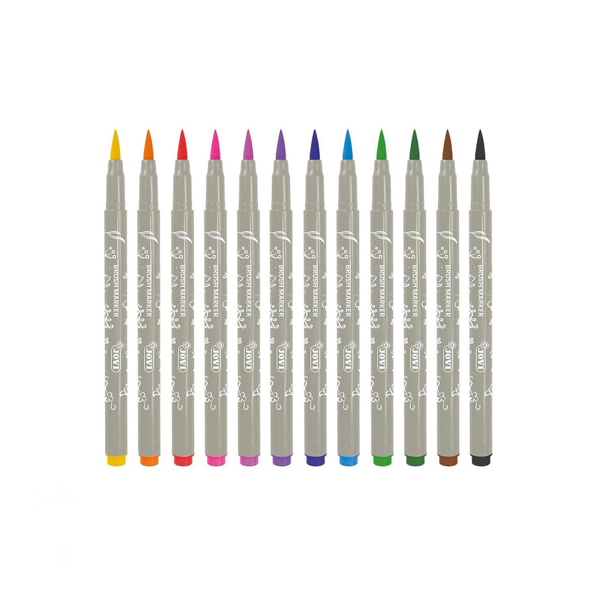 Jovi Brush Marker Set – 12 Brush Lettering Markers with Flexible Brush Tip